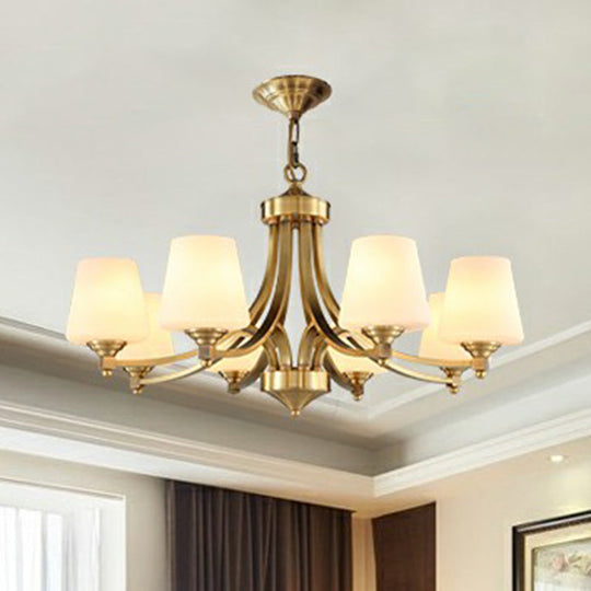 Rustic Cream Glass Gold Bud Chandelier Pendant Light for Living Room