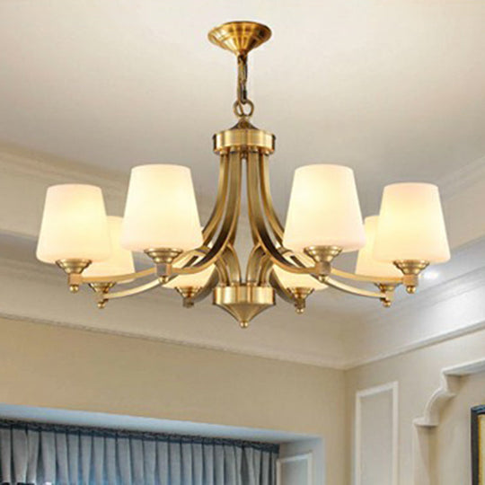 Rustic Cream Glass Gold Bud Chandelier Pendant Light for Living Room