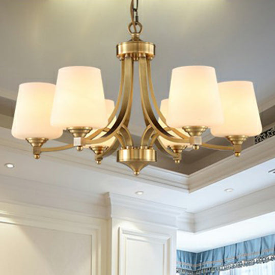 Rustic Cream Glass Gold Bud Chandelier Pendant Light for Living Room