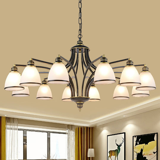 Traditional Bell Shade Frosted Glass Ceiling Chandelier Light - Ideal for Living Room Décor
