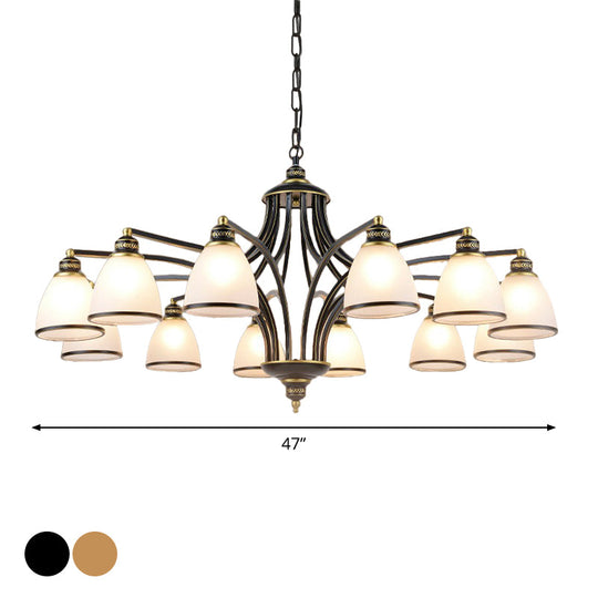 Traditional Bell Shade Frosted Glass Ceiling Chandelier Light - Ideal for Living Room Décor
