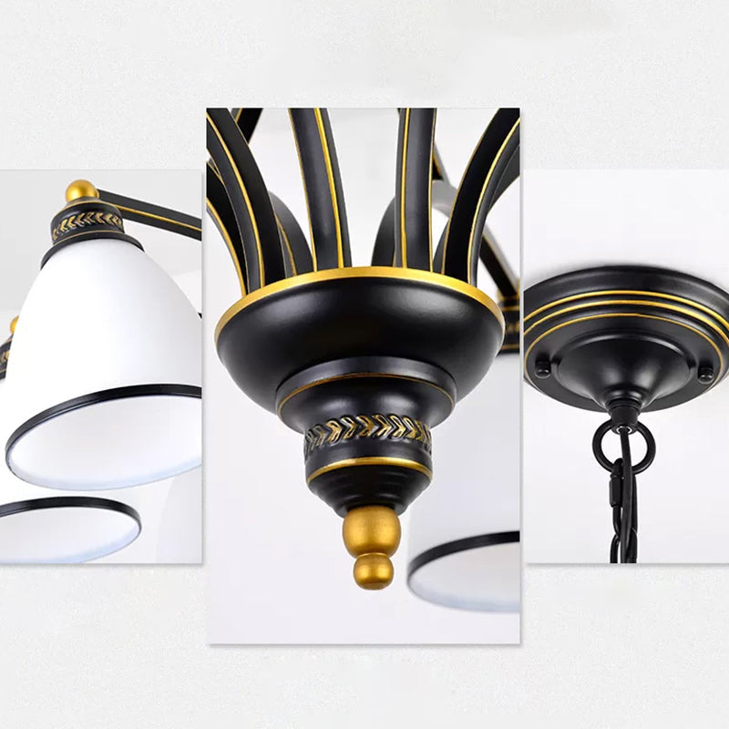 Vintage Frosted Glass Chandelier Pendant Light for Living Room Decor