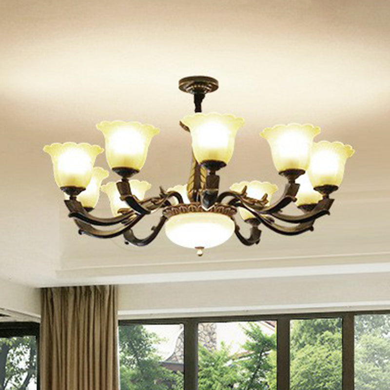 Vintage Gold-Black Chandelier Pendant Light for Dining Room Decor