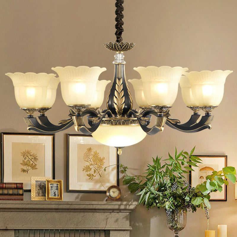 Vintage Gold-Black Chandelier Pendant Light for Dining Room Decor