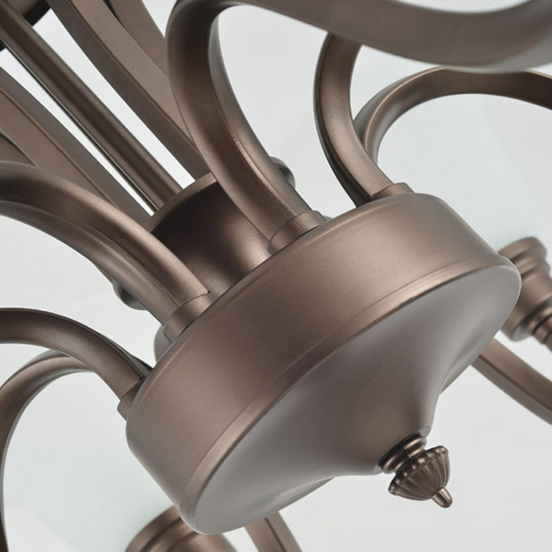 Traditional Bell Frost Glass Ceiling Lighting Chandelier in Brown - Perfect for Living Rooms