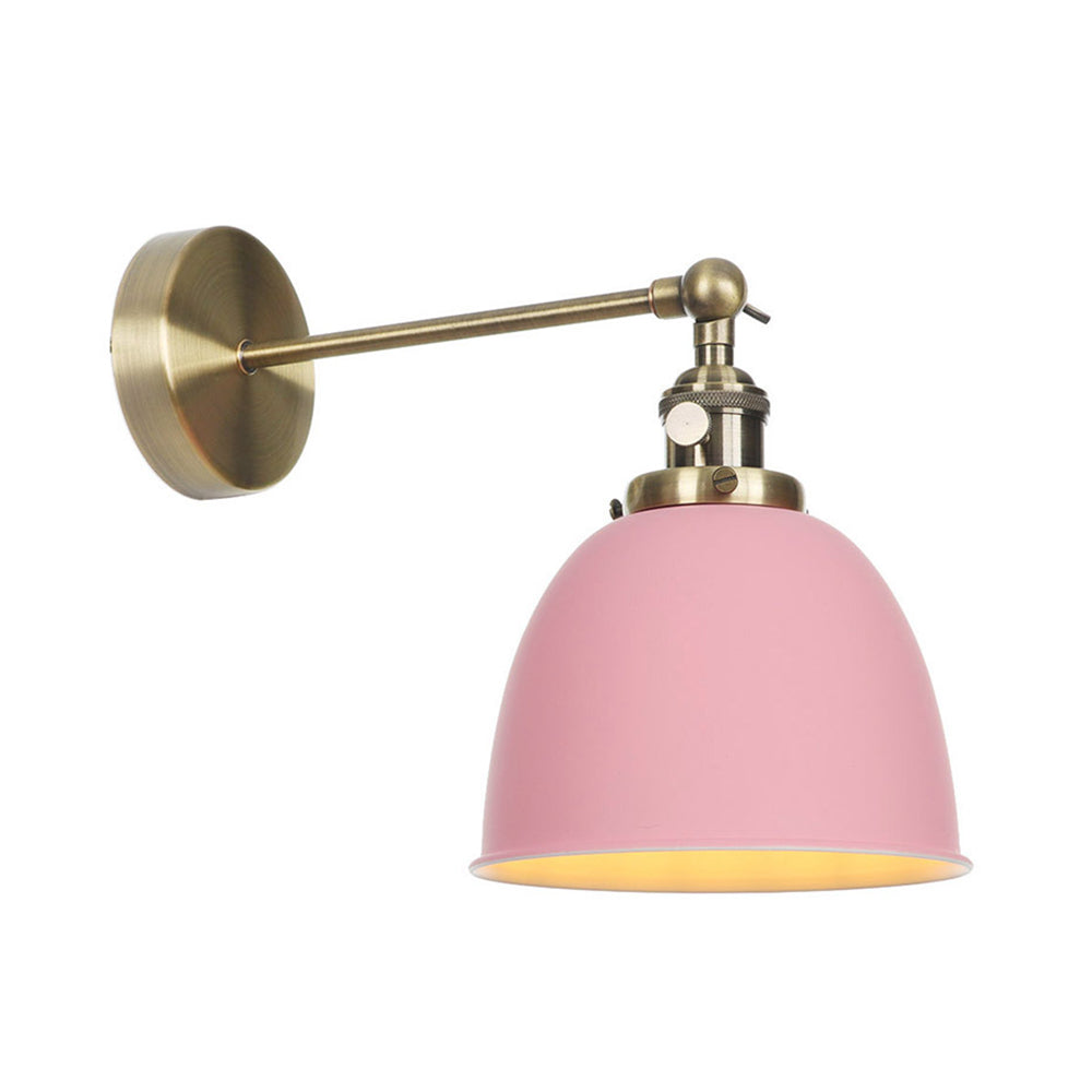 Industrial Metal Wall Lamp with Domed Shade and 1 Bulb, Perfect for Bedroom - Black/Grey/White