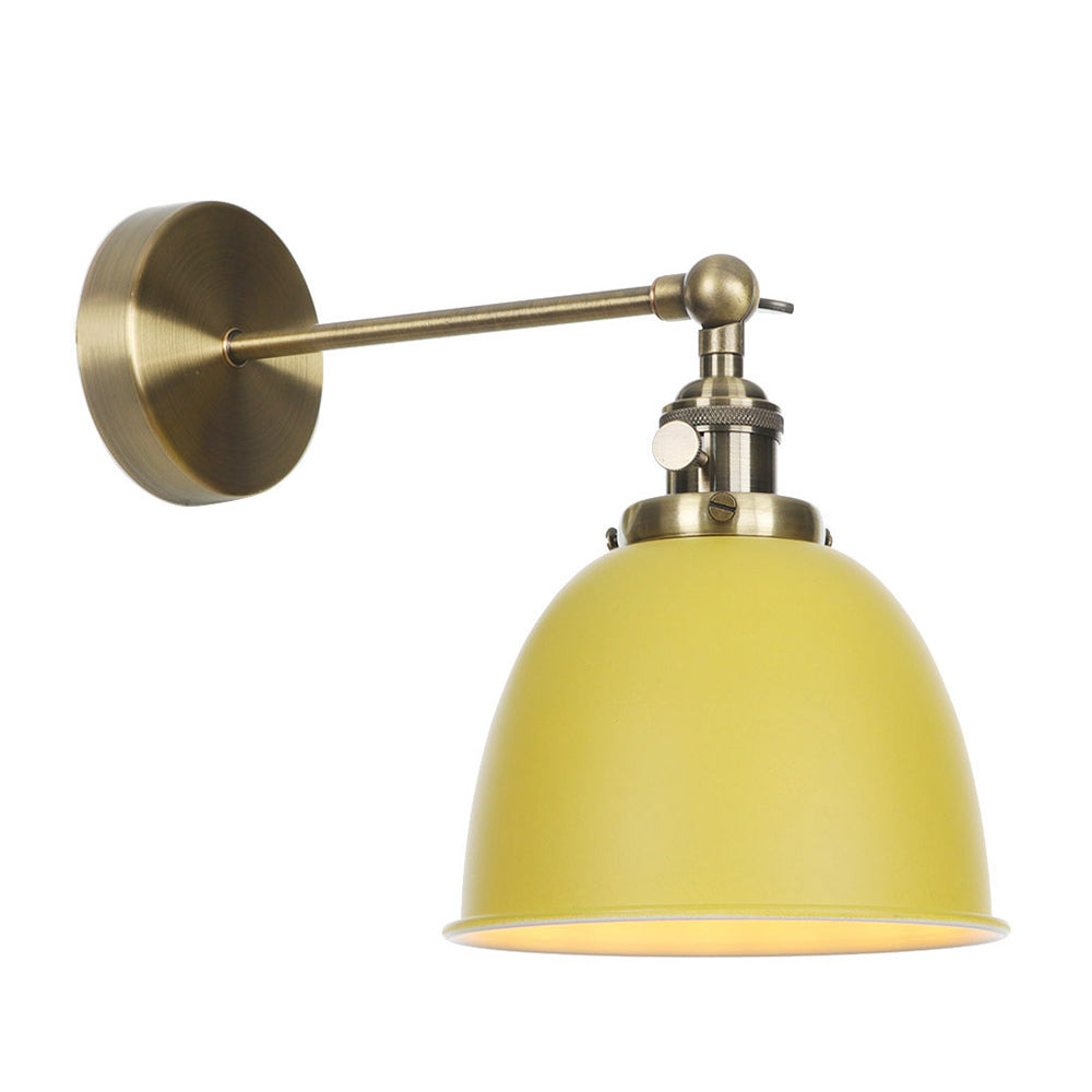 Industrial Metal Wall Lamp with Domed Shade and 1 Bulb, Perfect for Bedroom - Black/Grey/White