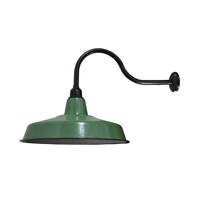 Vintage Barn Wall Light Fixture - 14"/16" Dia, Metal Sconce in Green for Restaurants
