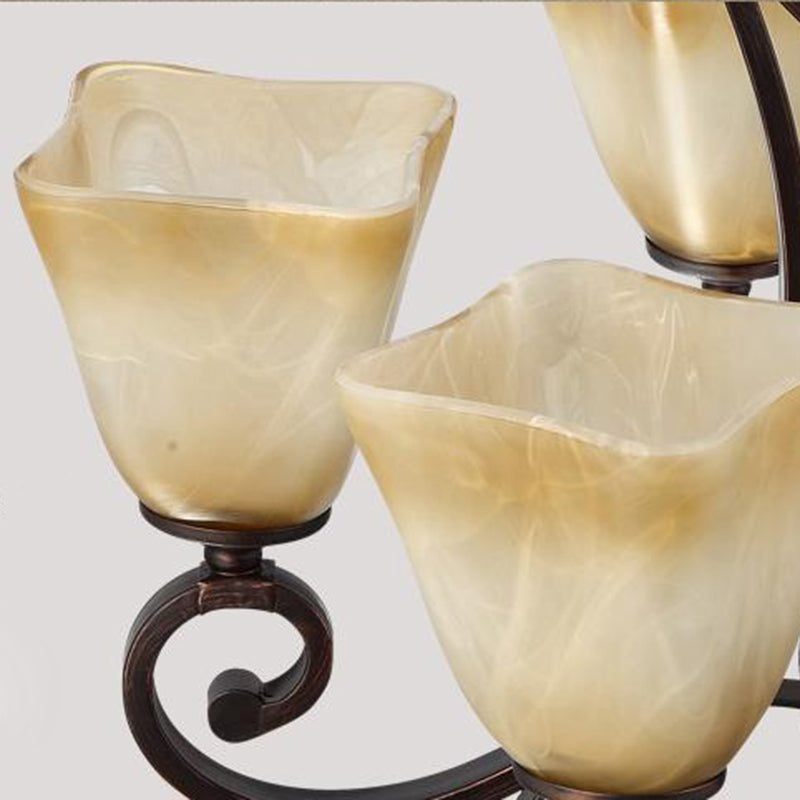 Frosted Glass Bell Chandelier - Classic Lighting for Living Room - 5/6/8 Lights - Rust Finish