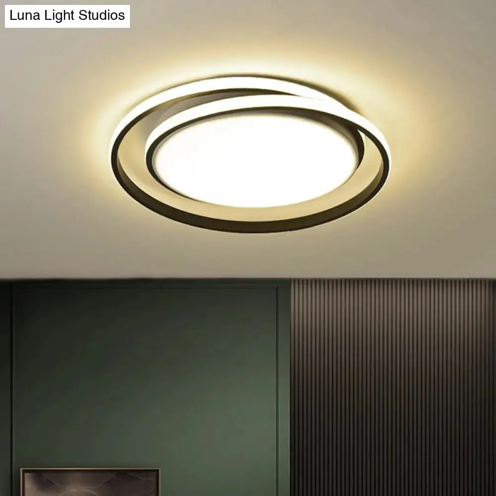 Modern Black/Gold LED Flushmount Ceiling Light in Warm/White, 18"/21.5" Width