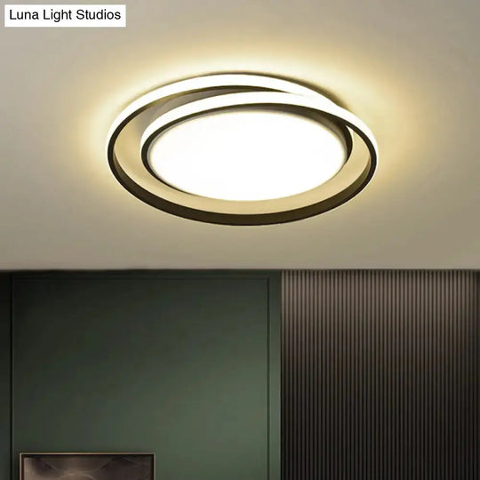 Modern Black/Gold LED Flushmount Ceiling Light in Warm/White, 18"/21.5" Width