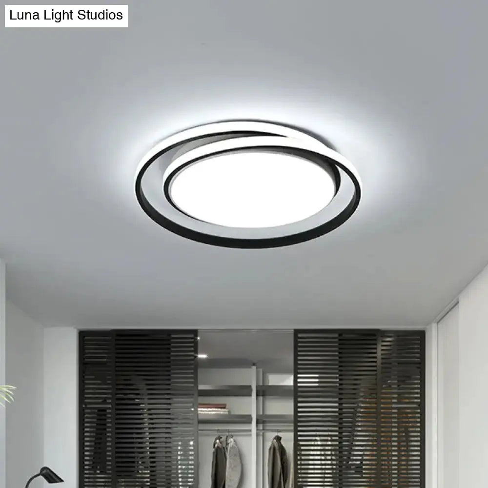 Modern Black/Gold LED Flushmount Ceiling Light in Warm/White, 18"/21.5" Width
