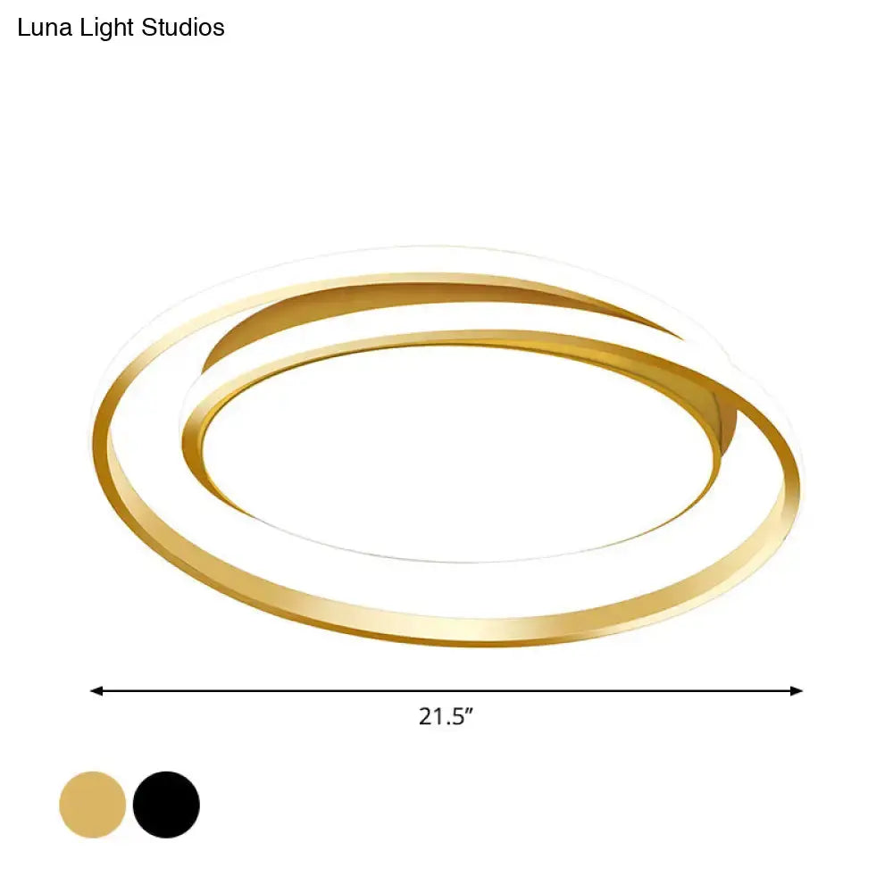 Modern Black/Gold LED Flushmount Ceiling Light in Warm/White, 18"/21.5" Width