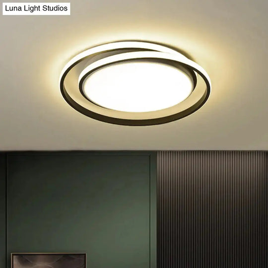 Modern Black/Gold LED Flushmount Ceiling Light in Warm/White, 18"/21.5" Width