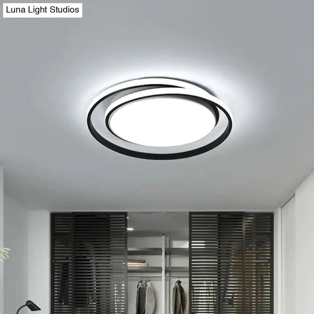Modern Black/Gold LED Flushmount Ceiling Light in Warm/White, 18"/21.5" Width