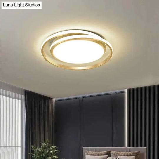 Modern Black/Gold LED Flushmount Ceiling Light in Warm/White, 18"/21.5" Width