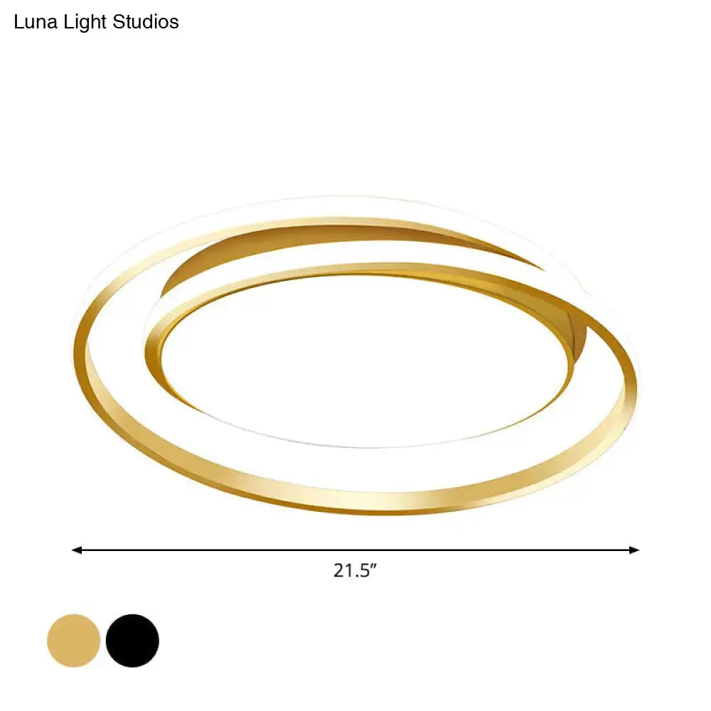 Modern Black/Gold LED Flushmount Ceiling Light in Warm/White, 18"/21.5" Width