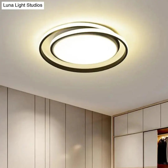 Modern Black/Gold LED Flushmount Ceiling Light in Warm/White, 18"/21.5" Width