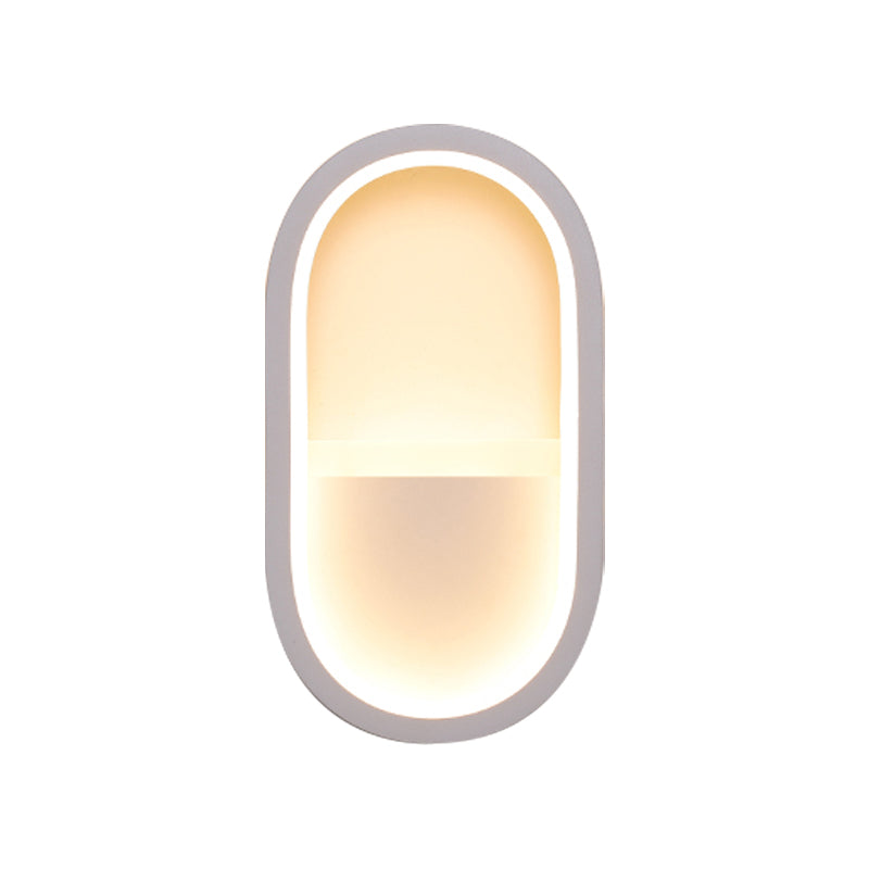 Contemporary Oval LED Wall Sconce in Black/White Acrylic with Warm/White Light