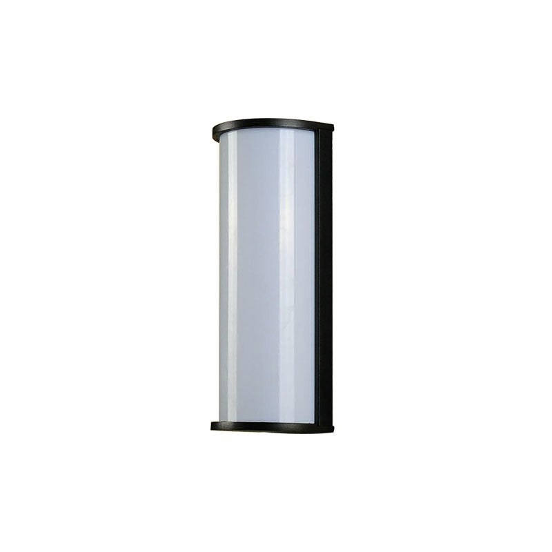 Modern Black Metal LED Outdoor Wall Sconce Lamp: Minimalistic Half Cylinder Design