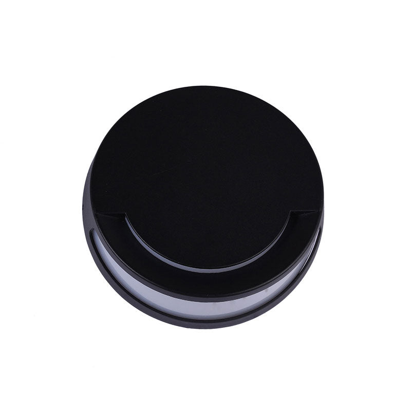 Modern Round LED Wall Sconce Lamp - Sleek Aluminum Courtyard Lighting in Black