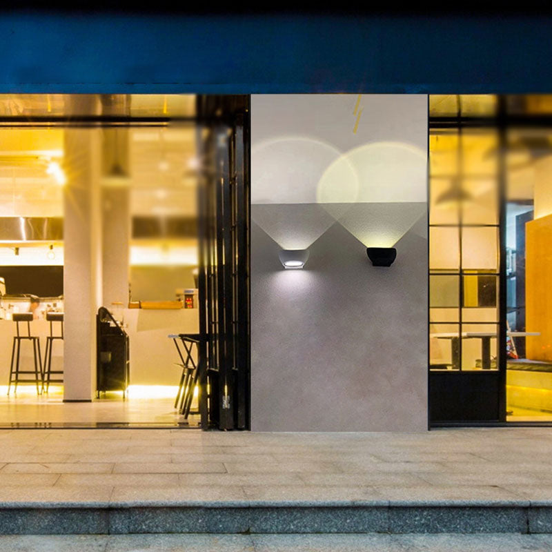 Contemporary LED Wall Sconce Light Fixture- Elliptical Shape, Metallic, Courtyard Lighting