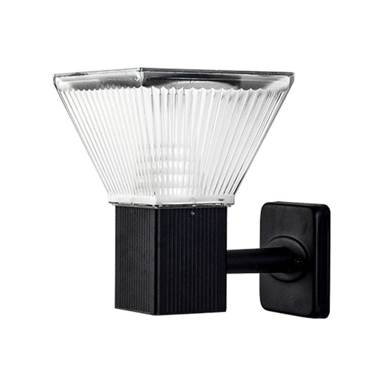 Black Geometric LED Wall Sconce - Outdoor Solar Lighting Fixture