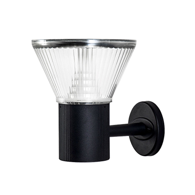 Black Geometric LED Wall Sconce - Outdoor Solar Lighting Fixture