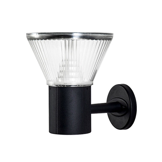 Black Geometric LED Wall Sconce - Outdoor Solar Lighting Fixture