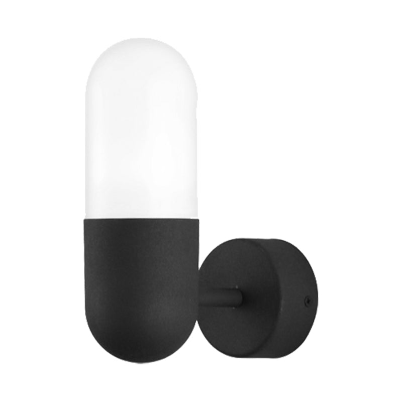 Postmodern Metal Wall Sconce Light: Capsule Design, 1-Light, Black/Gray/White, Bedroom Décor