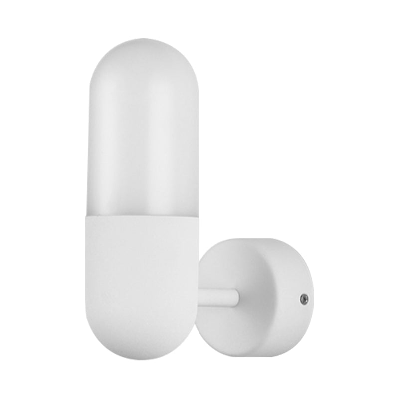 Postmodern Metal Wall Sconce Light: Capsule Design, 1-Light, Black/Gray/White, Bedroom Décor