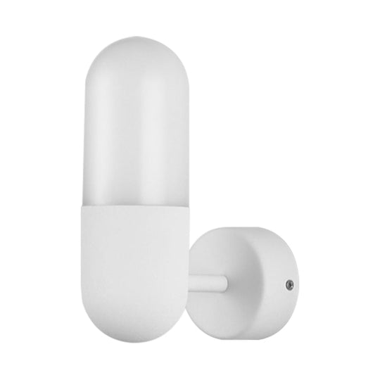 Postmodern Metal Wall Sconce Light: Capsule Design, 1-Light, Black/Gray/White, Bedroom Décor