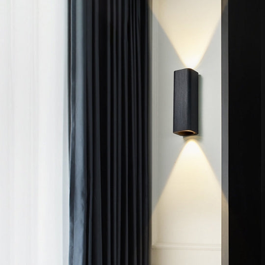 Contemporary Metallic LED Wall Sconce in Bronze/Gold/Coffee for Living Room - Mountable Up & Down Light