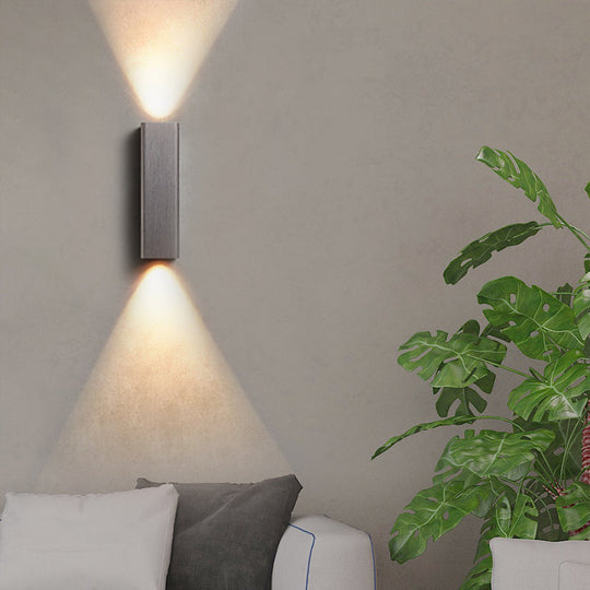 Contemporary Metallic LED Wall Sconce in Bronze/Gold/Coffee for Living Room - Mountable Up & Down Light