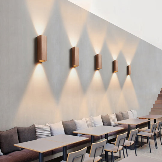 Contemporary Metallic LED Wall Sconce in Bronze/Gold/Coffee for Living Room - Mountable Up & Down Light