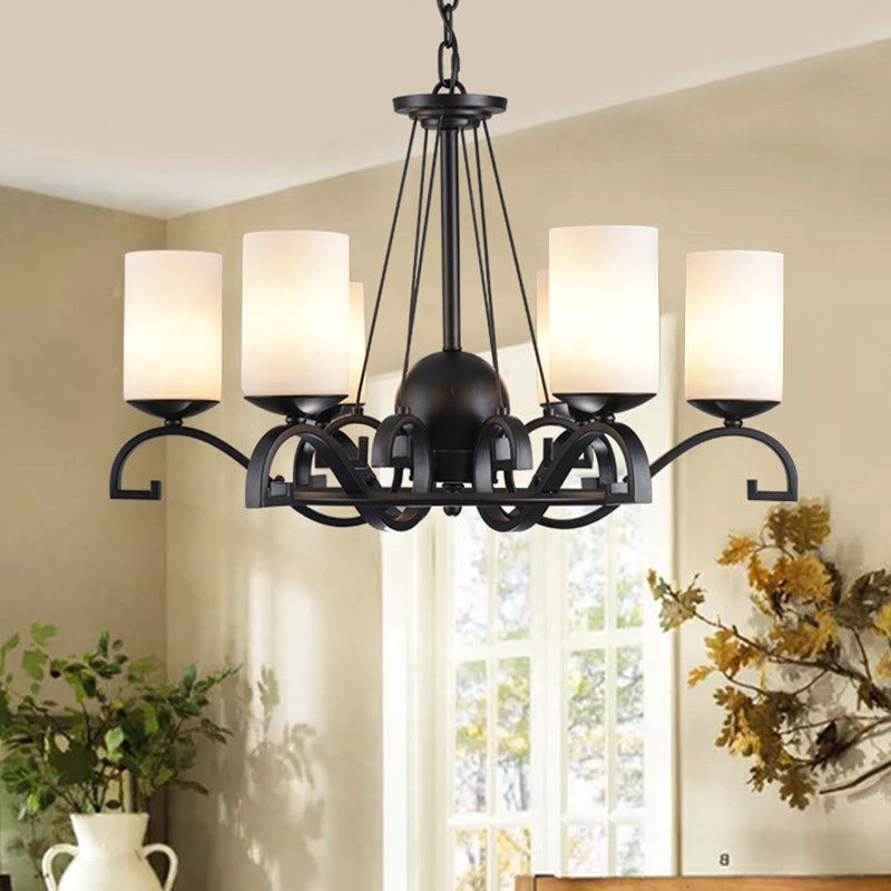Classic Black Chandelier Light with Frosted Glass Shades - 3/6 Lights, Ideal for Living Room Ceiling