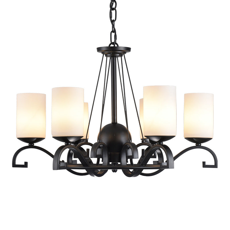 Classic Black Chandelier Light with Frosted Glass Shades - 3/6 Lights, Ideal for Living Room Ceiling
