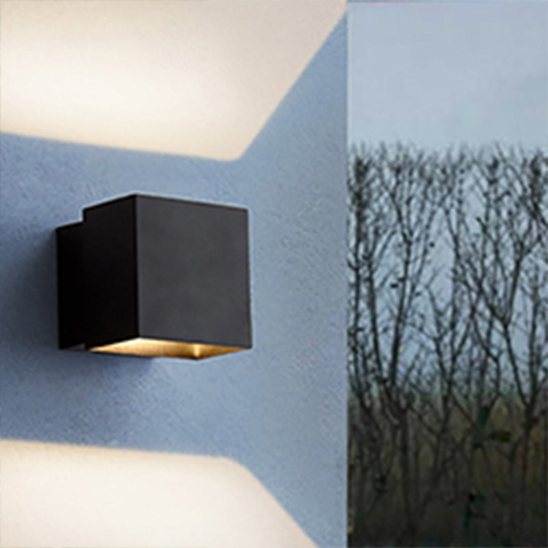Contemporary LED Wall Sconce - Cuboid Shape, Adjustable Angle - Metal Black/Grey/White - Outdoor Wall Mount Light