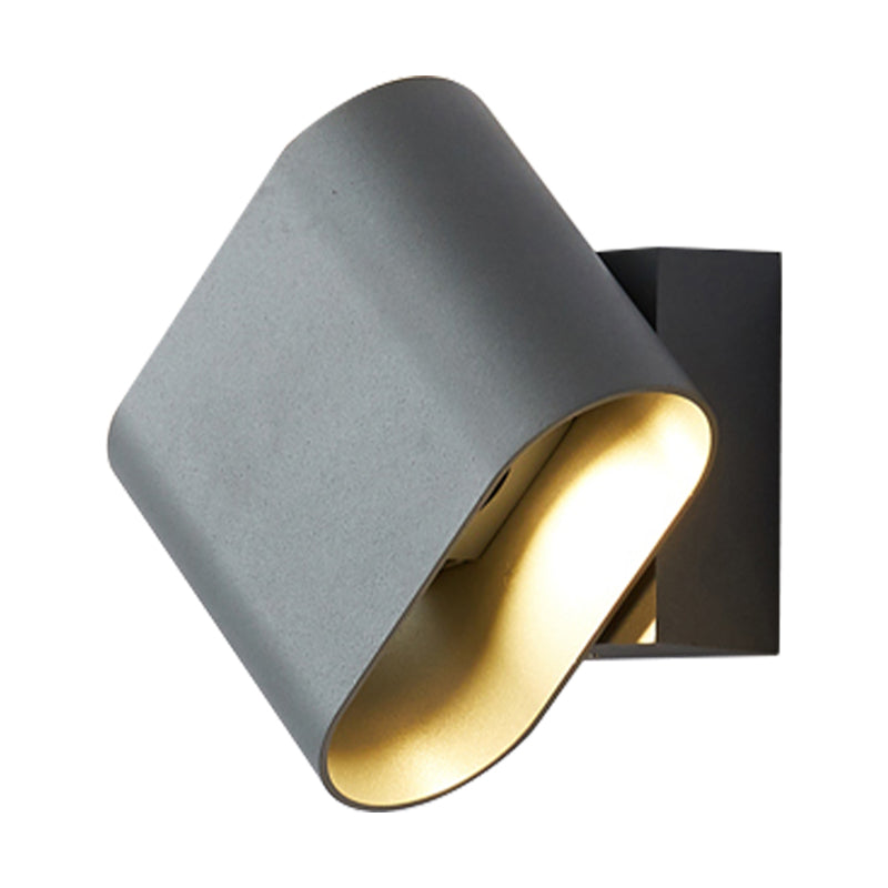 Modern LED Round Edge Wall Sconce Light – Simple Metal, Mountable in Black, Grey, or White - Ideal for Corridors