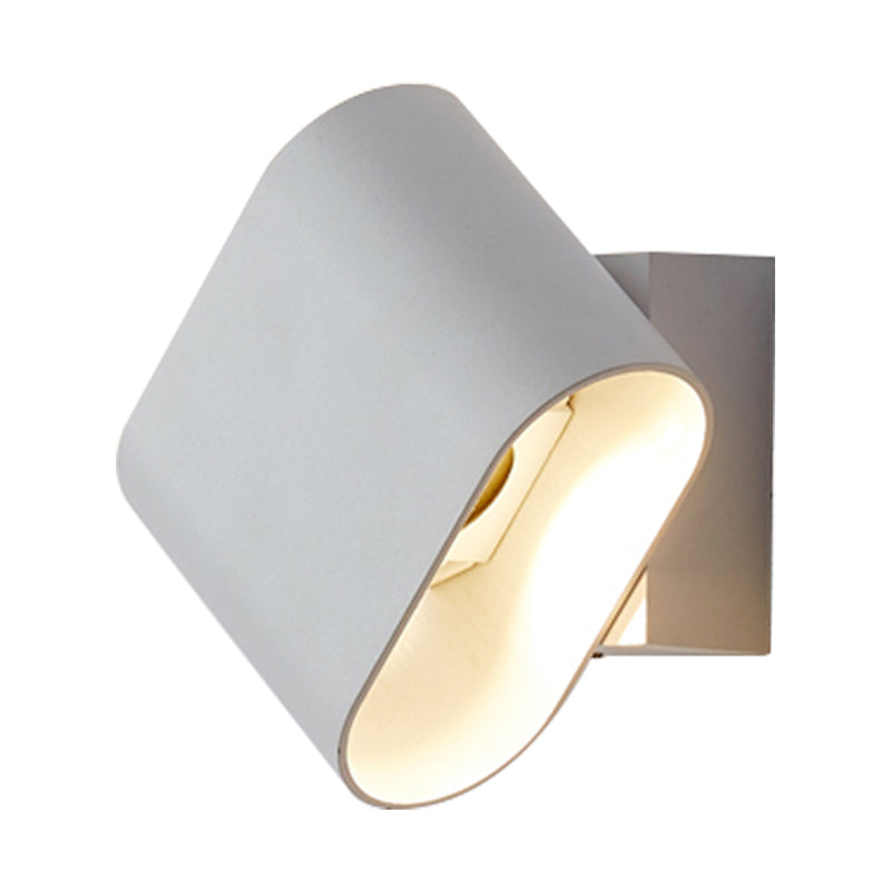 Modern LED Round Edge Wall Sconce Light – Simple Metal, Mountable in Black, Grey, or White - Ideal for Corridors