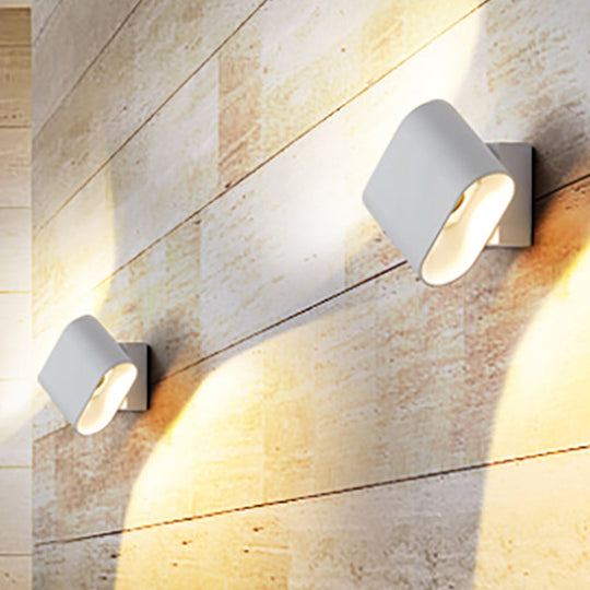 Modern LED Round Edge Wall Sconce Light – Simple Metal, Mountable in Black, Grey, or White - Ideal for Corridors