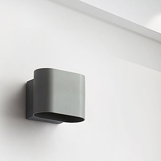 Modern LED Round Edge Wall Sconce Light – Simple Metal, Mountable in Black, Grey, or White - Ideal for Corridors
