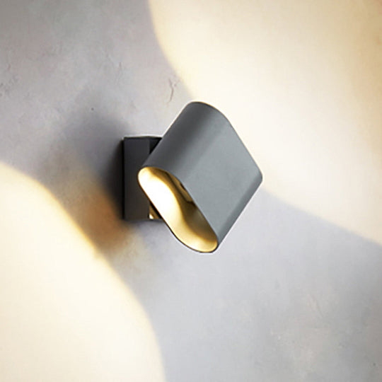 Modern LED Round Edge Wall Sconce Light – Simple Metal, Mountable in Black, Grey, or White - Ideal for Corridors