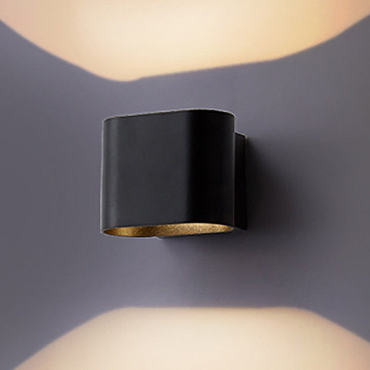 Modern LED Round Edge Wall Sconce Light – Simple Metal, Mountable in Black, Grey, or White - Ideal for Corridors