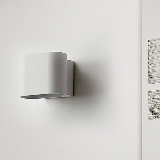 Modern LED Round Edge Wall Sconce Light – Simple Metal, Mountable in Black, Grey, or White - Ideal for Corridors