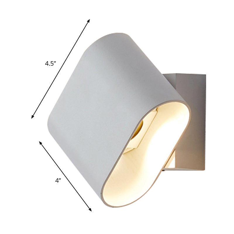 Modern LED Round Edge Wall Sconce Light – Simple Metal, Mountable in Black, Grey, or White - Ideal for Corridors