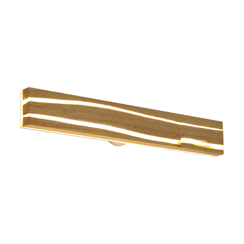 Striped Wood Sconce LED Light - Beige Vanity Light for Bedroom