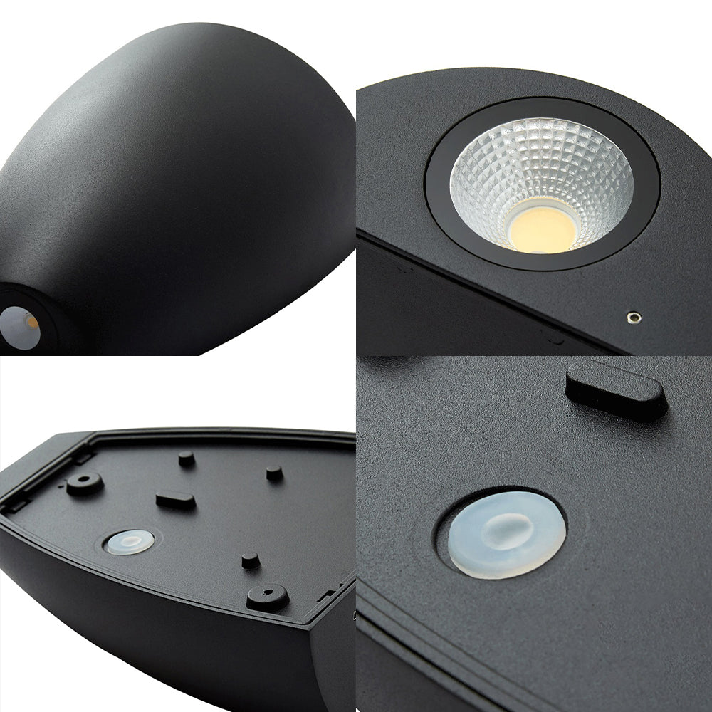 Contemporary Bullet Wall Sconce - LED Up and Downlight for Stairway - Modern Metallic Finish in Black/Grey/White