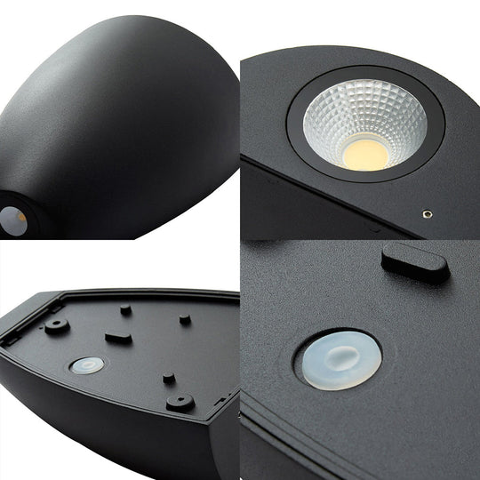 Contemporary Bullet Wall Sconce - LED Up and Downlight for Stairway - Modern Metallic Finish in Black/Grey/White