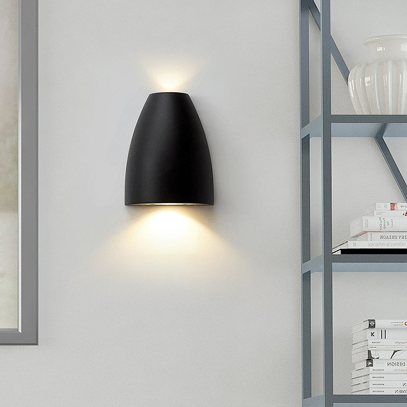 Contemporary Bullet Wall Sconce - LED Up and Downlight for Stairway - Modern Metallic Finish in Black/Grey/White